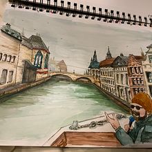 Ghent Canal Tour. Un projet de Illustration traditionnelle de Kristin Okhmatovski Nemetchek - 23.01.2023