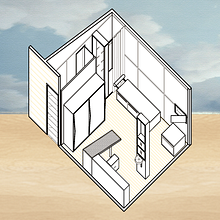 Drafting Le Corbusier's Cabanon. Un projet de Architecture, Architecture d'intérieur, Design d'intérieur, Pa, sagisme, Illustration architecturale , et ArchVIZ de Rhoda - 07.12.2022