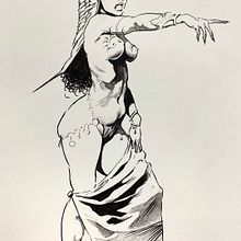 Ink copy of an illustration of the amazing artist Frank Frazetta (School project)- Copia en tinta del increíble artista Frank Franzetta (Proyecto de clase). Traditional illustration & Ink Illustration project by Paula Jiménez - 01.13.2023