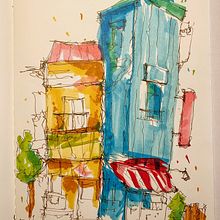 My project for course: Expressive Architectural Sketching with Colored Markers. Un proyecto de Bocetado, Dibujo, Ilustración arquitectónica, Sketchbook e Ilustración con tinta de Lúcia - 27.01.2023