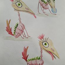 My project for course: Whimsical Sketchbook: Draw Imaginary Creatures from Nature. Un projet de Dessin au cra, on, Dessin, Aquarelle, Carnet de croquis et Illustration naturaliste de Diana Poell - 28.01.2023