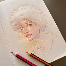 Mi proyecto del curso: Dibujo de retratos llamativos con lápices de colores. Drawing, Portrait Drawing, Sketchbook, and Colored Pencil Drawing project by dimane - 01.29.2023