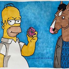 Ilustración Bojack Horseman y Homer Simpson Ein Projekt aus dem Bereich Traditionelle Illustration von Alexia Correas Zapardiel - 29.01.2023