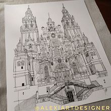 Ilustración Catedral Santiago de Compostela . Een project van Traditionele illustratie van Alexia Correas Zapardiel - 29.01.2023