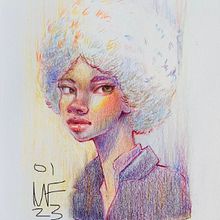 My project for course: Vibrant Portrait Drawing with Colored Pencils. Drawing, Portrait Drawing, Sketchbook, and Colored Pencil Drawing project by Margie Forestier - 01.29.2023