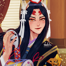 Tamamo no Mae. Traditional illustration, and Digital Drawing project by Gabriela Estrázulas - 01.13.2023