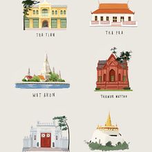 Bangkok Thailand illustrated. . % สิรินุช หมื่นจิตต์ tarafından hazırlanan Geleneksel illüstras, Ve on projesi - 01.31.2023