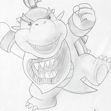 Bowser Jr. (Dibujo a lápiz). Drawing, and Pencil Drawing project by Andrés Manuel Carriles Pérez - 01.31.2023