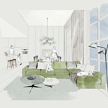 Illustration Falstaff LIVING Residences 1/2021. Traditional illustration, Architecture, Editorial Illustration, Digital Drawing, and Decoration project by Katjana Lacatena - 01.31.2023