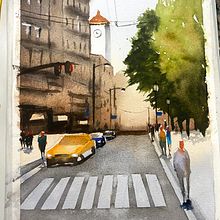 My project for course: Urban Landscapes in Watercolor . Arte plastice, Pictură în acuarelă & Ilustrație arhitecturală de Lia Silva - 02.01.2023