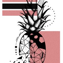 just a Pineapple. Traditional illustration, and Design project by Ewa Głownia - 02.01.2023