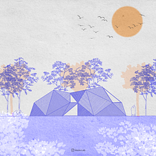 Intervención temporal en el Río Turia. Architecture, and Traditional illustration project by Cristina - 02.01.2023