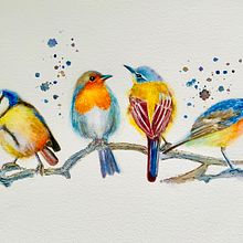 My project for course: Artistic Watercolor Techniques for Illustrating Birds. Un proyecto de Ilustración tradicional, Pintura a la acuarela, Dibujo realista e Ilustración naturalista				 de Carmen Sheng - 27.01.2023
