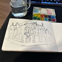 My project for course: Architectural Sketching with Watercolor and Ink. Sketching, Drawing, Watercolor Painting, Architectural Illustration, Sketchbook & Ink Illustration project by Henrique Siliprandi - 02.01.2023
