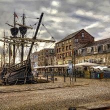 Painting rendition of The Nao Vittoria in Sutton Harbour, Plymouth. Een project van Fotografie van Peter Gilbert - 03.02.2023