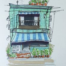 Mein Abschlussprojekt für den Kurs: Expressive Architekturskizzen mit Markern. Esboçado, Desenho, Ilustração arquitetônica, Sketchbook e Ilustração com tinta projeto de karlotta72 - 03.02.2023