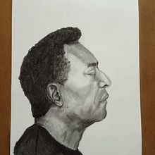 desenho do rei Pelé feito com carvão . Desen realist, Desen de portret și Desen artistic de ilan_lira - 02.04.2023