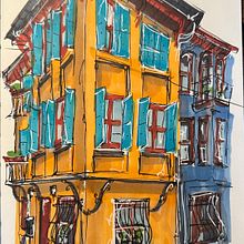 My project for course: Expressive Architectural Sketching with Colored Markers. Projekt z dziedziny Sketching,  R, sunek,  R, sunek architektoniczn, Sketchbook,  R i sunek atramentem użytkownika Erika Schwab - 24.02.2023