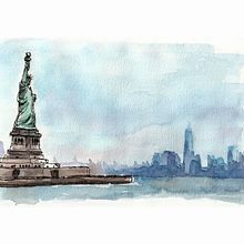 statue of liberty. Traditional illustration, and Watercolor Painting project by Maggie Huth - 02.05.2023