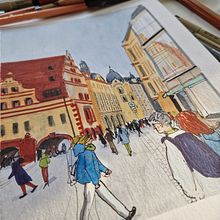 Mi proyecto del curso: Sketching urbano: dibuja tu ciudad en movimiento. Un proyecto de Ilustración tradicional, Bocetado, Dibujo, Pintura a la acuarela, Ilustración arquitectónica y Sketchbook de Stéphanie Weppelmann - 06.02.2023