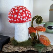Needle Felted Mushroom scene. Sculpture, and Needle Felting project by Maddy Edgington - 02.06.2023