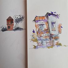 My project for course: Expressive Architectural Sketching with Colored Markers. Een project van  Schetsen,  Tekening,  Architecturale illustratie, Sketchbook y  Illustratie met inkt van komsoar - 07.02.2023