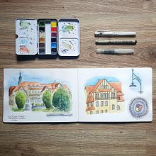 My project for course: Watercolor Travel Journal. Traditional illustration, Watercolor Painting, Architectural Illustration, and Sketchbook project by Gosia - 02.08.2023