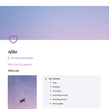 My project for course: Introduction to Notion for Creative Projects. Web Development project by Allie - 02.09.2023