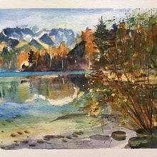 My project for course: Painting Realistic Watercolor Landscapes. Un progetto di Belle arti, Pittura, Bozzetti, Pittura ad acquerello e Illustrazione naturalistica di Béatrice Ledermann - 09.02.2023