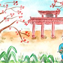 Mi proyecto del curso: Ilustración en acuarela con influencia japonesa. Traditional illustration, Drawing, and Watercolor Painting project by anarominap - 02.10.2023