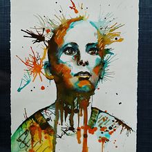 Mijn project van de cursus: Experimentele portretten met inkt, thee en alcohol. Projekt z dziedziny  Sztuki piękne,  Malarstwo,  Rysunek i  Rysunek atramentem użytkownika marleen_jamers - 05.02.2023