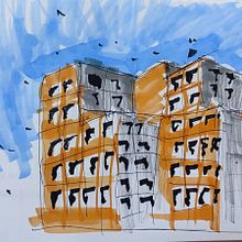 Mon projet du cours : Esquisses d'architecture expressives aux feutres de couleur. Sketching, Drawing, Architectural Illustration, Sketchbook & Ink Illustration project by Abdelmoumen BERBAR - 02.10.2023