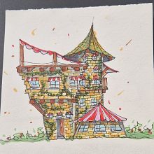"Leasure castle"    Ein Projekt aus dem Bereich Zeichnung, Architektonische Illustration, Sketchbook, Architektur und Illustration mit Tinte von catherine noble - 10.02.2023