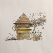 Expressive Architectural Illustration. Traditional illustration project by Pam Hurley - 02.10.2023