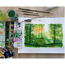 Mon projet du cours : Paysages oniriques à l'aquarelle : capturez la lumière. Painting, and Watercolor Painting project by Ophélie Hardouin - 02.11.2023