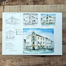 Mein Abschlussprojekt für den Kurs: Reiseskizzen in Aquarell: Fange deine Umgebung ein. Traditional illustration, Painting, Sketching, Drawing, Watercolor Painting, Architectural Illustration, and Sketchbook project by Alexandra Menke - 02.13.2023