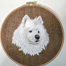 Flynn, my beautiful lazy Samoyed . Een project van Borduurwerk van krisinthegarden - 14.02.2023