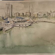 Mi proyecto del curso: Bahía de Alicante, después de la lluvia. Ein Projekt aus dem Bereich Malerei, Aquarellmalerei und Naturalistische Illustration von perlaignacio - 15.02.2023