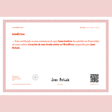 Certificado en Creación de una página web con WordPress Ein Projekt aus dem Bereich Werbung, Grafikdesign, Marketing und Webdesign von Luna Garbero - 15.02.2023