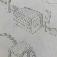 DA - Examen de perspectiva: Un quiosco . Een project van Traditionele illustratie van Mireia Ortigosa - 16.02.2023