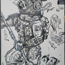 Crazy diving suit. Traditional illustration project by Selbor Draws - 08.26.2022