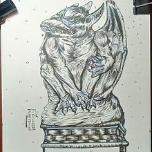 Creepy Gargoyle. Traditional illustration project by Selbor Draws - 10.01.2022