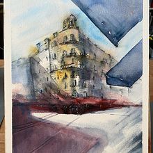 My project for course: Architectural Sketching with Watercolor and Ink. Projekt z dziedziny Sketching,  R, sunek, Malowanie akwarelą,  R, sunek architektoniczn, Sketchbook,  R i sunek atramentem użytkownika Varya Novozhilova - 18.02.2023