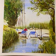 Mi proyecto del curso: Pintura en acuarela de paisajes marinos. Un proyecto de Pintura, Pintura a la acuarela e Ilustración naturalista				 de Gabilú Fonseca - 18.02.2023