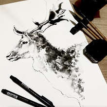 Beauty in the nature_2023_01. Un proyecto de Ilustración tradicional de zou wei - 19.02.2023