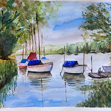 My project for course: Watercolor Techniques for Painting Seascapes. Projekt z dziedziny  Malarstwo, Malowanie akwarelą,  R i sunek użytkownika shattori1_1 - 18.02.2023