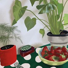 still life with strawberries . Ilustrație tradițională de darida - 04.22.2021