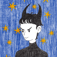 self portrait for a blog . Ilustrație tradițională de darida - 12.19.2022