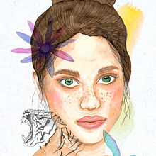 Mi proyecto del curso: Retrato ilustrado en acuarela. Un proyecto de Ilustración tradicional, Bellas Artes, Pintura, Dibujo, Pintura a la acuarela, Dibujo de Retrato y Dibujo artístico de Clara Guzmán - 20.02.2023