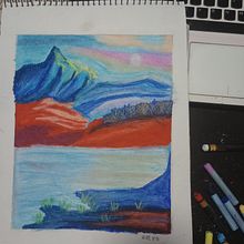 My project for course: Landscapes with Oil Pastels and Crayons: Playing with Light. Projekt z dziedziny Trad, c, jna ilustracja,  Sztuki piękne, R, sunek ołówkiem,  R, sunek,  R, sunek art, st i czn użytkownika wildcard_magician - 21.02.2023